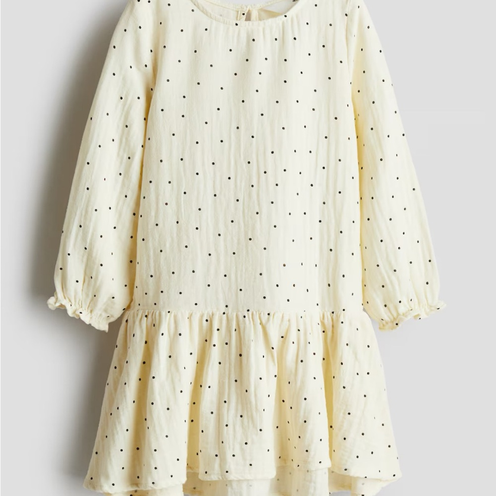 NWOT Ivory Polka Dot Cotton Girls Dress